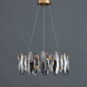 Smoked Crystal Round Chandelier 5 Lights