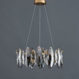 Smoked Crystal Round Chandelier 5 Lights