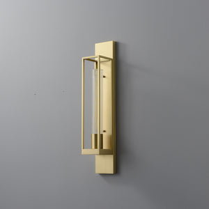 Cuboid Frame Brass Wall Sconce