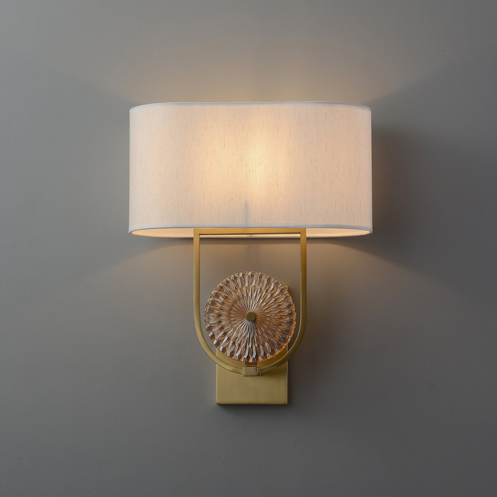Wall Scone with Oval Fabric Linen Lampshade