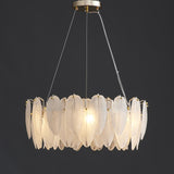 White Feather Round Chandelier 5 Lights