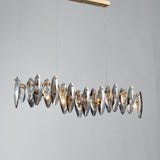 Smoked Crystal Linear Chandelier 6 Lights