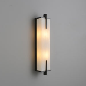 Rectangular Wall Sconce With Fabric Shade 2 Lights