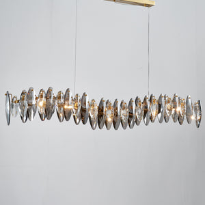 Smoked Crystal Linear Chandelier 8 Lights