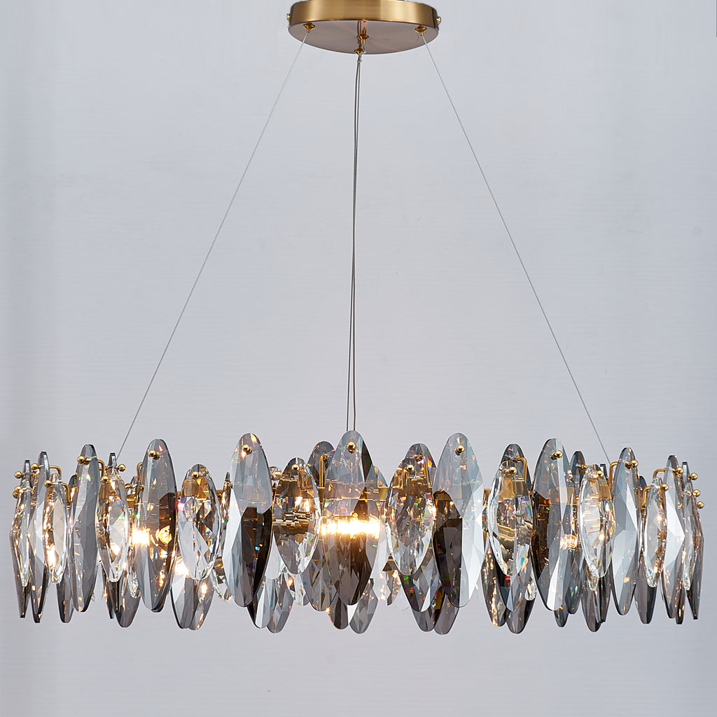 Smoked Crystal Round Chandelier 10 Lights