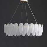 White Feather Round Chandelier 8 Lights
