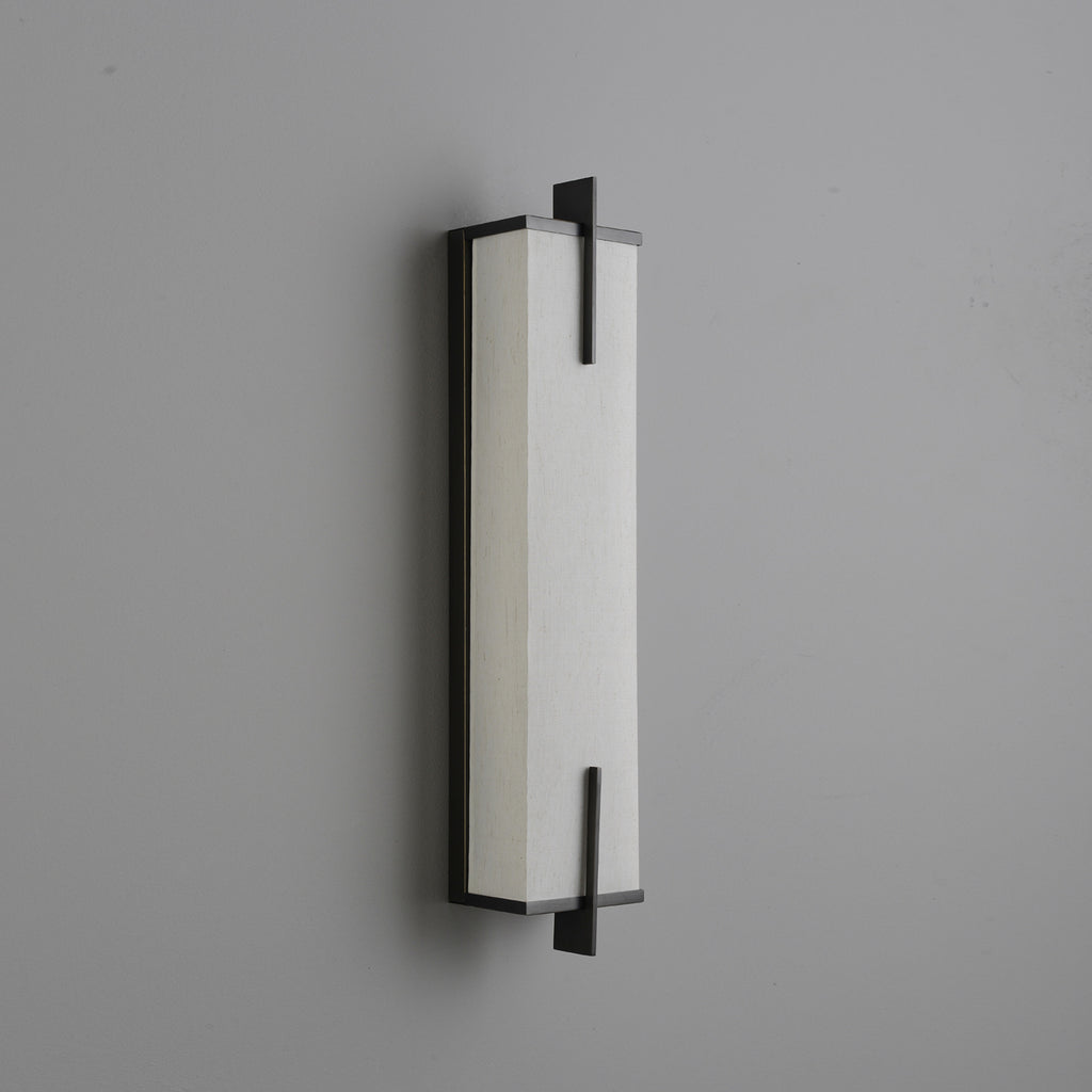 Rectangular Wall Sconce With Fabric Shade 2 Lights