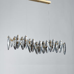 Smoked Crystal Linear Chandelier 6 Lights