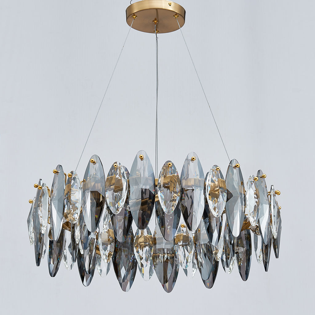 Smoked Crystal Round Chandelier 8 Lights