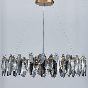 Smoked Crystal Round Chandelier 10 Lights