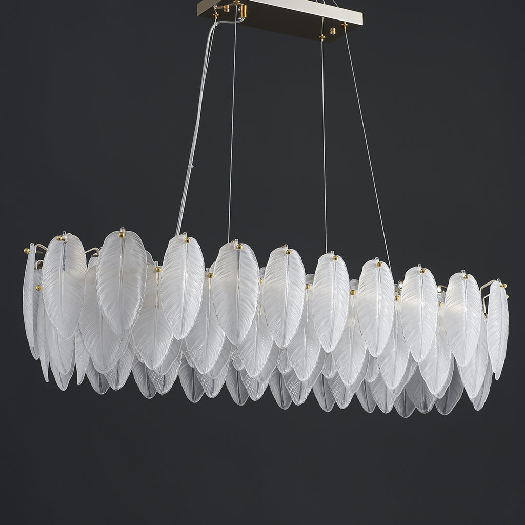 White Feather Linear Chandelier 10 Lights