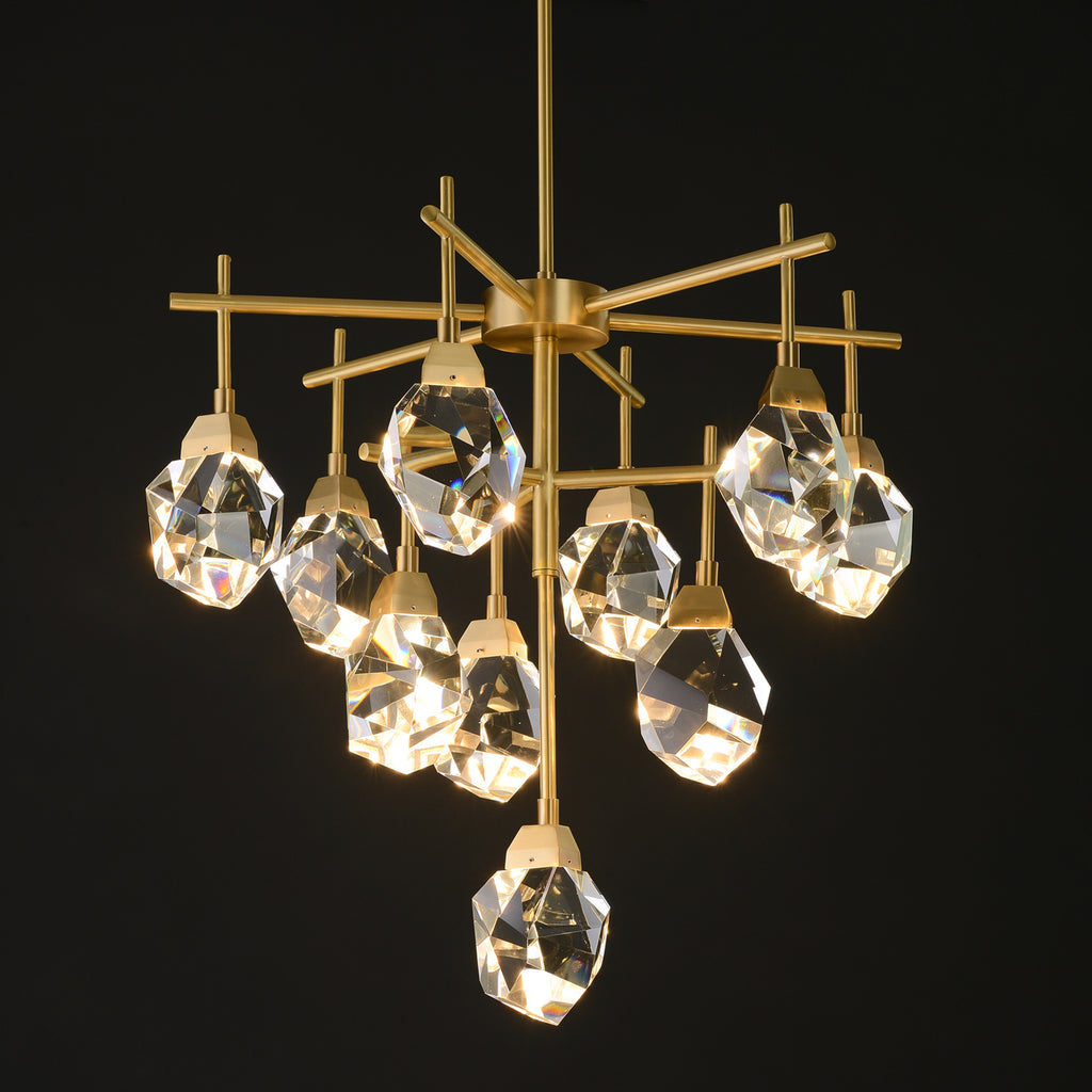 AKIKO 10 Lights Crystal Brass Chandelier