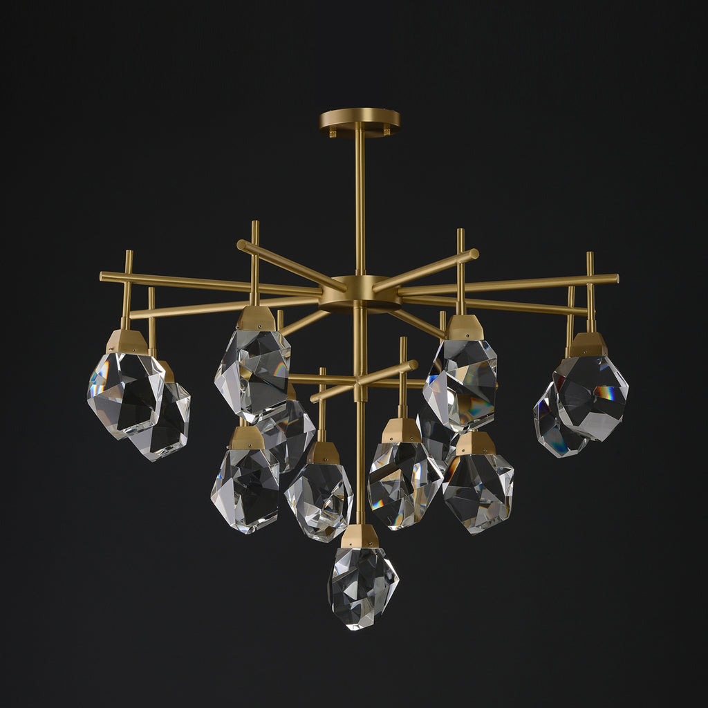 Akiko 13 Lights Crystal Brass Chandelier