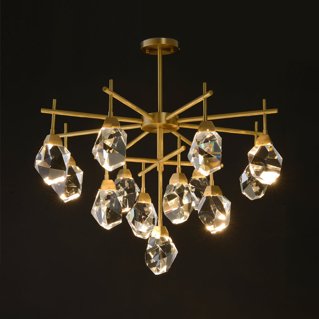Akiko 13 Lights Crystal Brass Chandelier