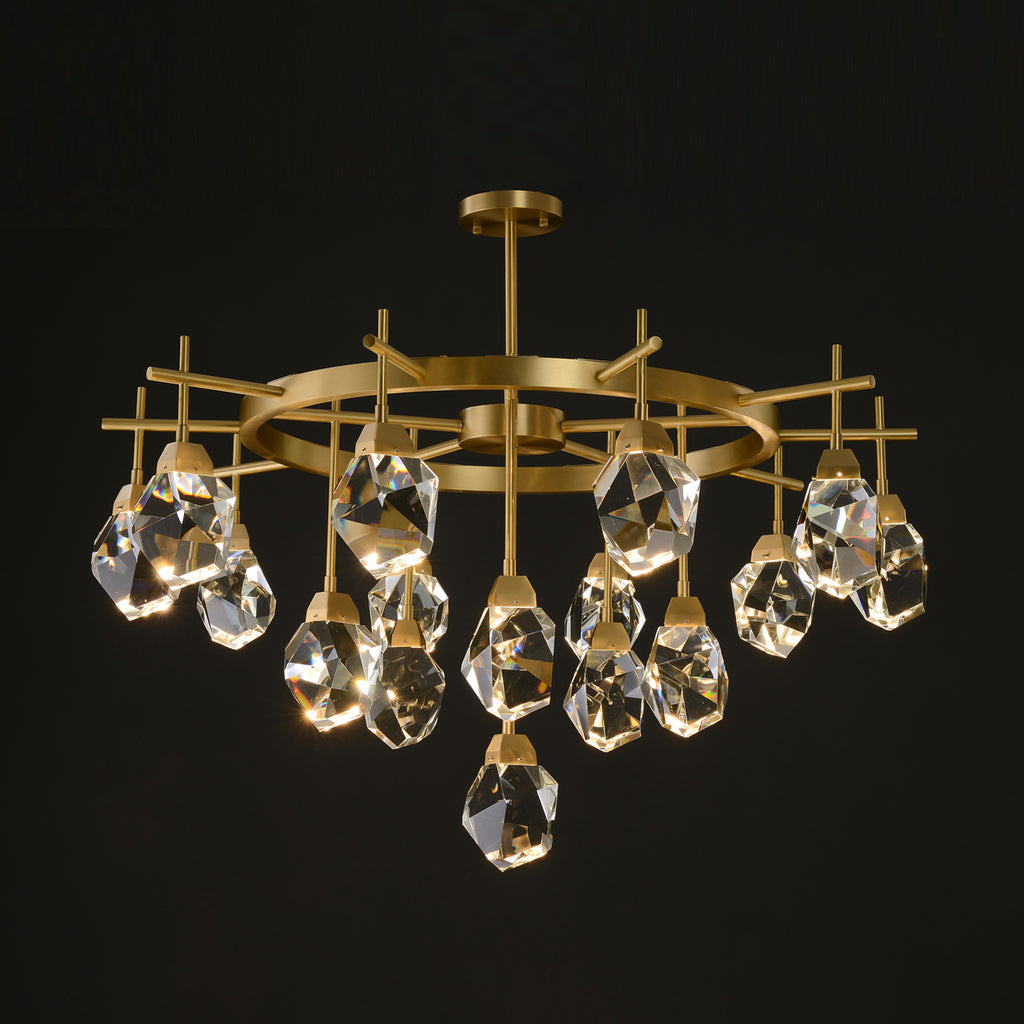Akiko 16 Lights Crystal Brass Chandelier