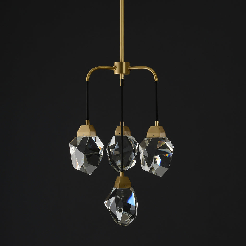 AKIKO 4 Lights Crystal Brass Chandelier