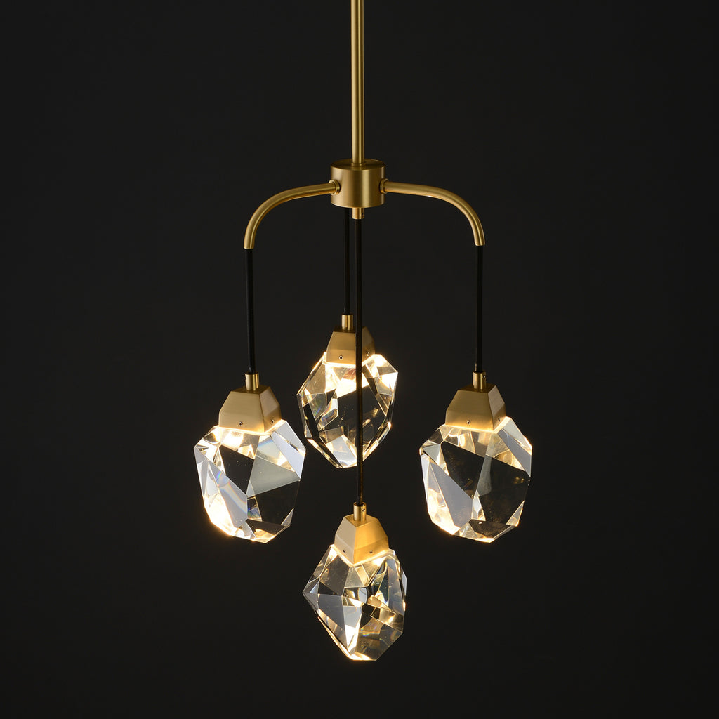 AKIKO 4 Lights Crystal Brass Chandelier