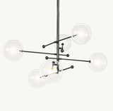 GLASS GLOBE MOBILE SIX-ARM CHANDELIER 55"