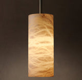 HAND-CARVED ALABASTER CYLINDER PENDANT 12"