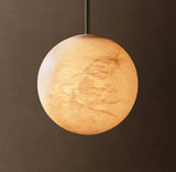 HAND-CARVED ALABASTER GLOBE PENDANT
