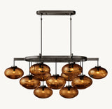 CABRETTE AMBER GLASS LINEAR CHANDELIER 54"