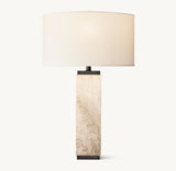SQUARE COLUMN TRAVERTINE TABLE LAMP
