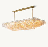 CHIARA CLEAR GLASS TIERED RECTANGULAR CHANDELIER 74"