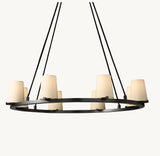 PAUILLAC FABRIC SHADE ROUND CHANDELIER 36"