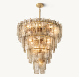 LATTICE SMOKE GLASS TIERED CHANDELIER 47"