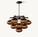 CABRETTE AMBER GLASS ROUND CHANDELIER 36"