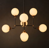 BISTRO GLOBE MILK GLASS CHANDELIER 34"