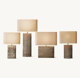 TALLADO CLASSICO TRAVERTINE WIDE RECTANGULAR TABLE LAMP
