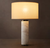 CYLINDRICAL COLUMN MARBLE TABLE LAMP