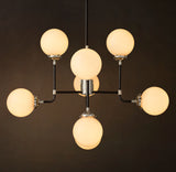 BISTRO GLOBE MILK GLASS CHANDELIER 34"