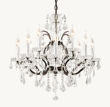 19TH C. ROCOCO IRON & CRYSTAL ROUND CHANDELIER 28"