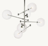 GLASS GLOBE MOBILE SIX-ARM CHANDELIER 40"
