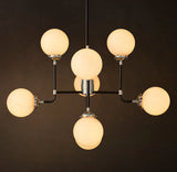 BISTRO GLOBE MILK GLASS CHANDELIER 34"
