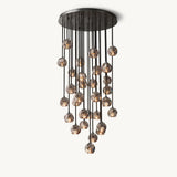 BOULE DE CRISTAL SMOKE GLASS ROUND CLUSTER CHANDELIER 30"