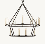 19TH C. ENGLISH OPENWORK TWO-TIER ROUND CHANDELIER 50"