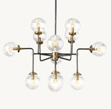 BISTRO GLOBE CLEAR GLASS CHANDELIER 42"