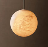 HAND-CARVED ALABASTER GLOBE PENDANT