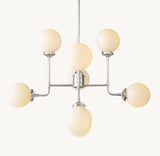BISTRO GLOBE MILK GLASS CHANDELIER 34"
