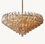 CHIARA SMOKE GLASS TIERED ROUND CHANDELIER 37"