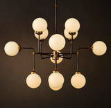 BISTRO GLOBE MILK GLASS CHANDELIER 42"