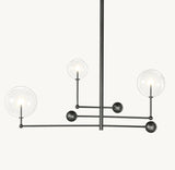 GLASS GLOBE MOBILE THREE-ARM CHANDELIER 46"