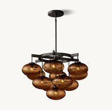 CABRETTE AMBER GLASS ROUND CHANDELIER 36"