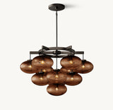 CABRETTE AMBER GLASS ROUND CHANDELIER 36"