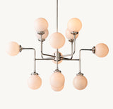 BISTRO GLOBE MILK GLASS CHANDELIER 42"