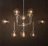 BISTRO GLOBE CLEAR GLASS CHANDELIER 42"
