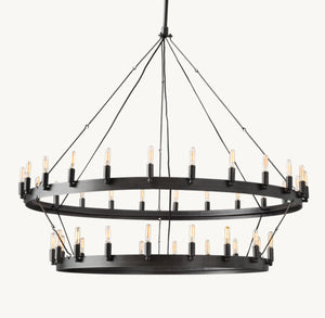 CAMINO VINTAGE FILAMENT TWO-TIER CHANDELIER 50"
